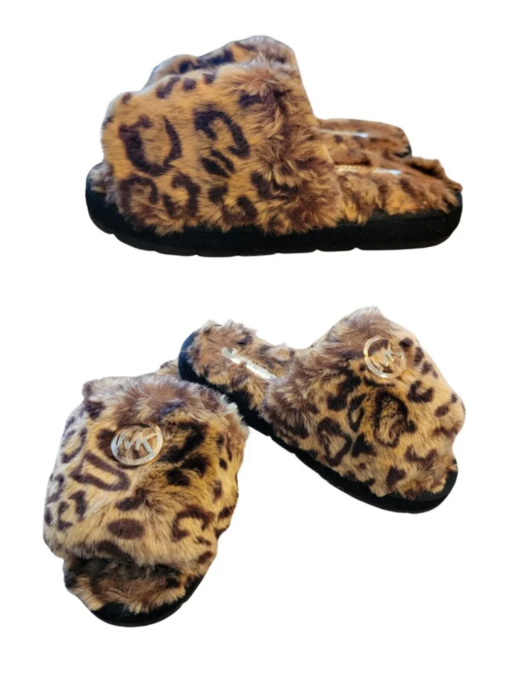 Big Girls Michael Kors Grace Fay Cheetah Faux Fur Slides/Slippers